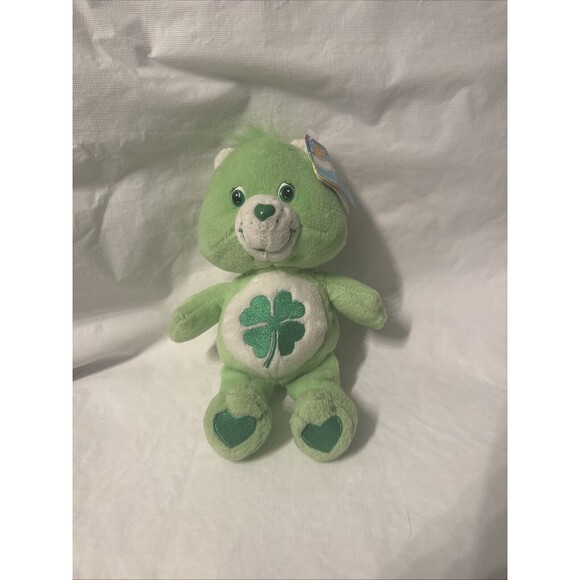 PLUSH GREEN GOOD LUCK SHAMROCK CLOVER IRISH CARE BEAR BABY BOY GIRL 2002… - Picture 1 of 9